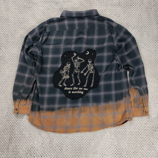 Grunge Rose Flannel handmade upcycled flannel size 2X by Treasures Recreated