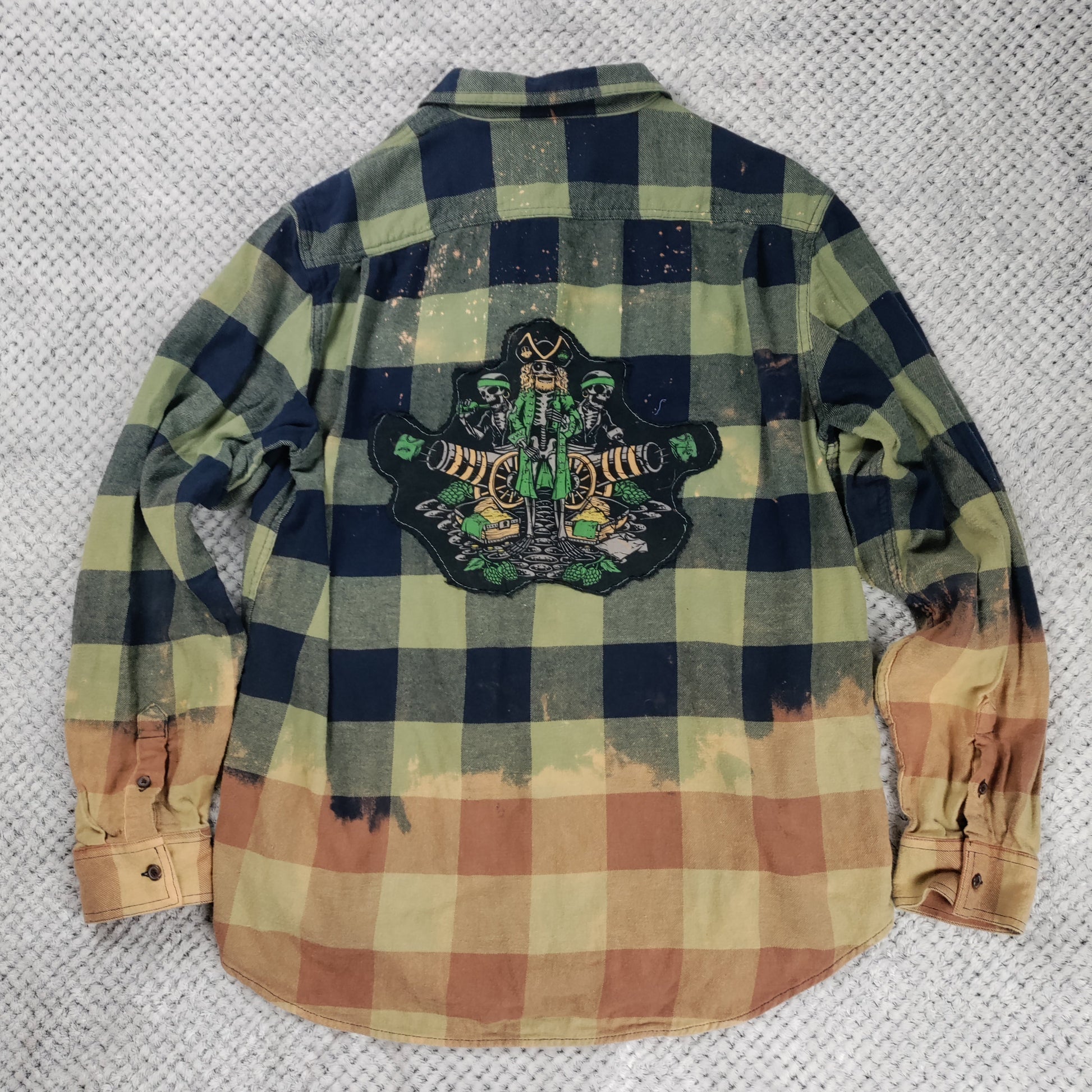 Vintage Pop Patch Flannel handmade upcycled flannel size XL by Treasures Recreated