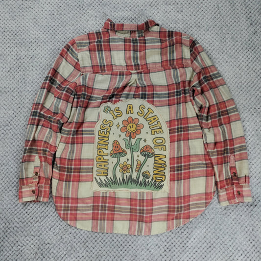 Plaid Party Flannel handmade upcycled flannel size L by Treasures Recreated