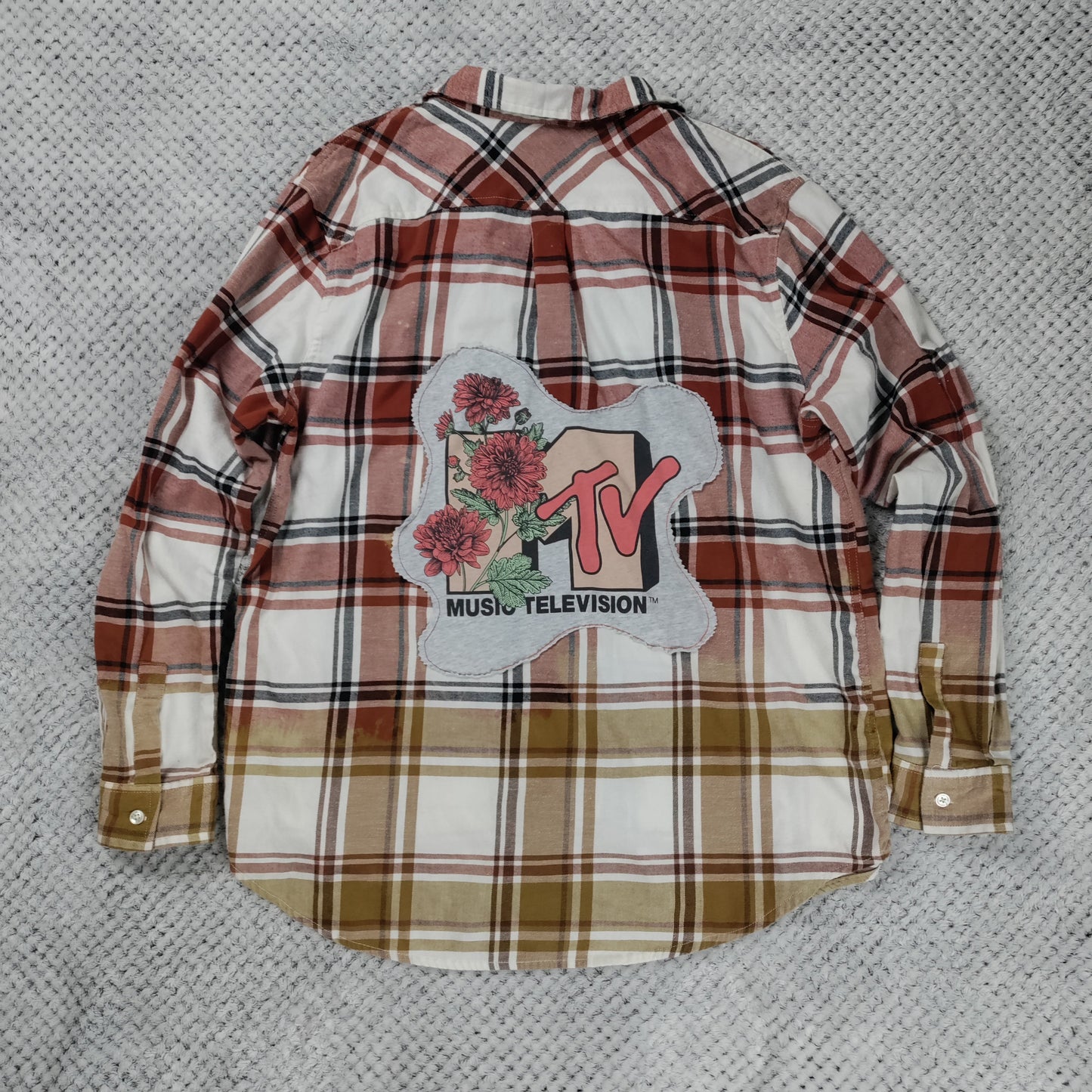 Bold Bloom Reworked Flannel handmade upcycled flannel size M by Treasures Recreated