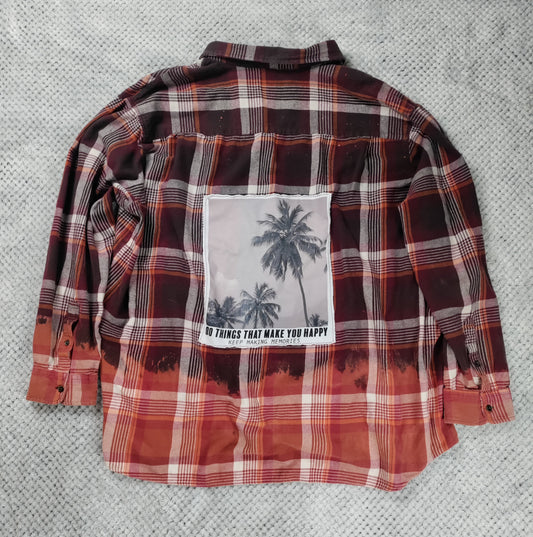 Neon Nostalgia Flannel handmade upcycled flannel size L by Treasures Recreated