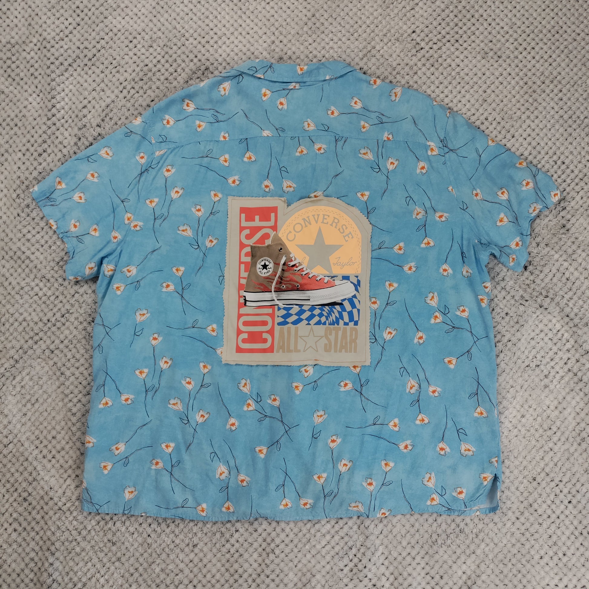 Checkerboard Summer Camp Shirt by Treasures Recreated - handmade upcycled lightweight summer shirt