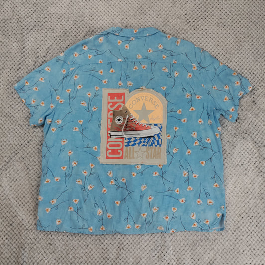 Checkerboard Summer Camp Shirt by Treasures Recreated - handmade upcycled lightweight summer shirt