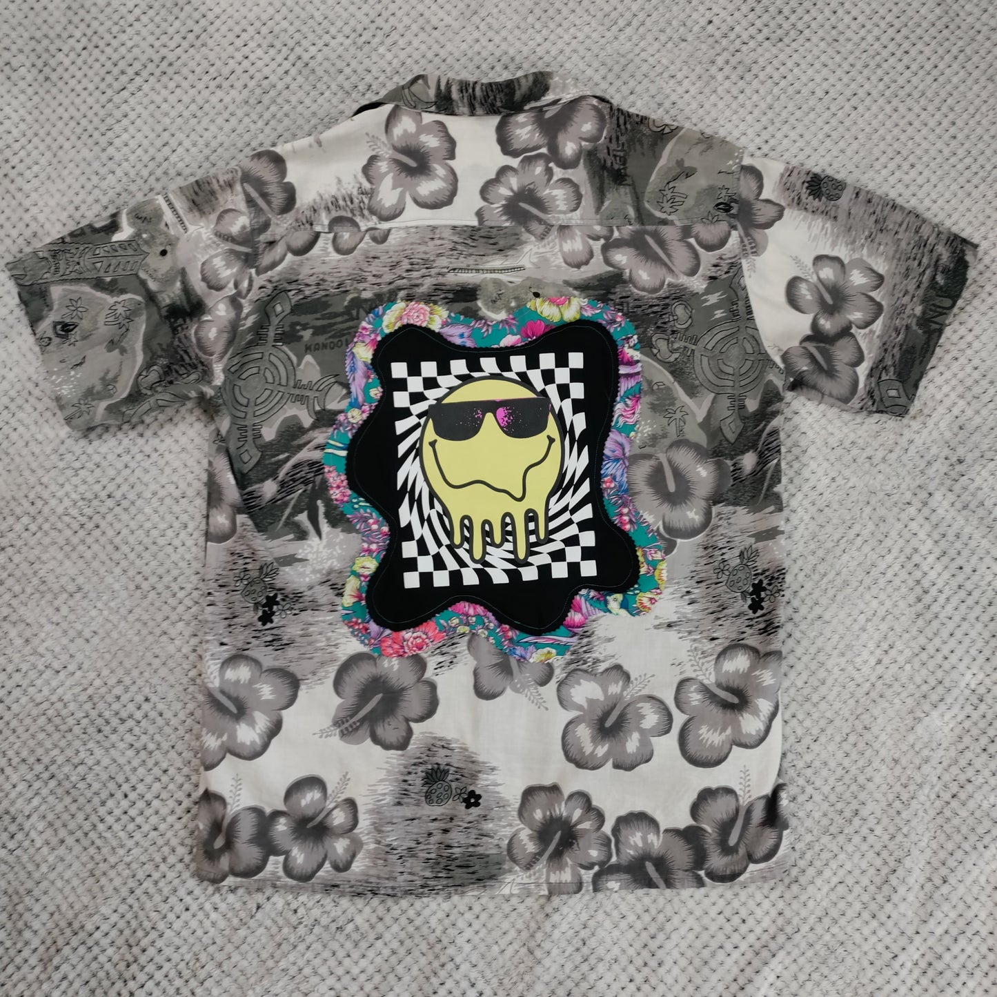 Retro Picnic Upcycled Camp Shirt by Treasures Recreated - handmade upcycled lightweight summer shirt