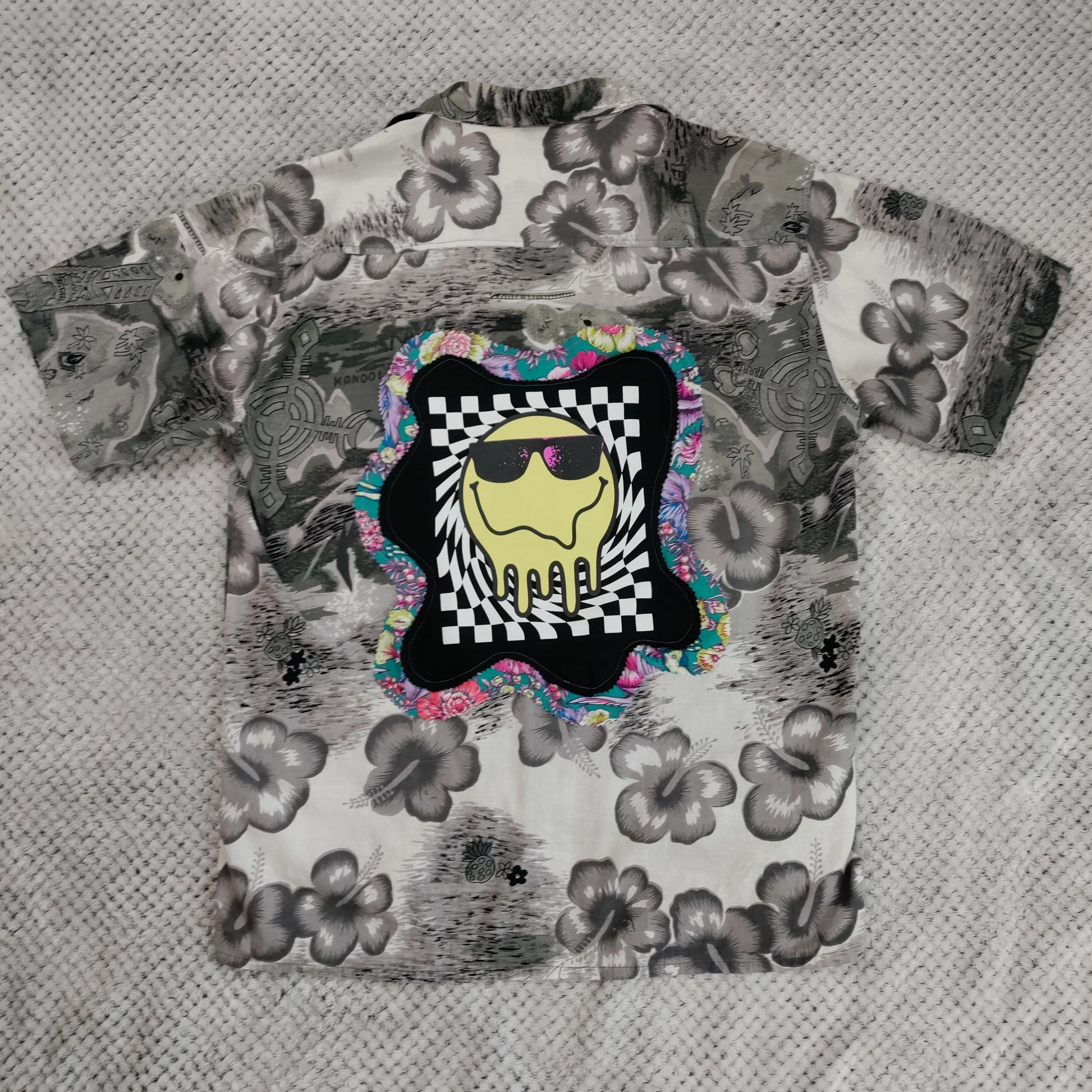 Retro Picnic Upcycled Camp Shirt by Treasures Recreated - handmade upcycled lightweight summer shirt