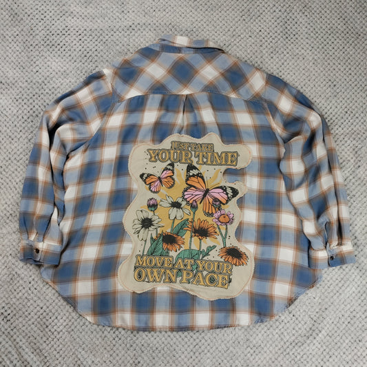 Candy Plaid Flannel handmade upcycled flannel size 4X by Treasures Recreated