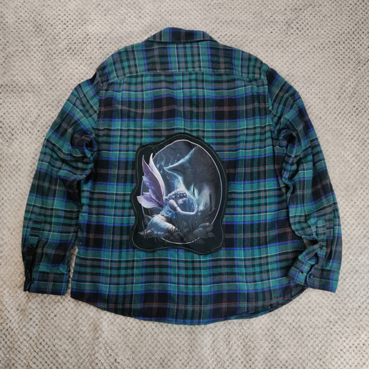 Dopamine Denim Days Flannel handmade upcycled flannel size 2X by Treasures Recreated