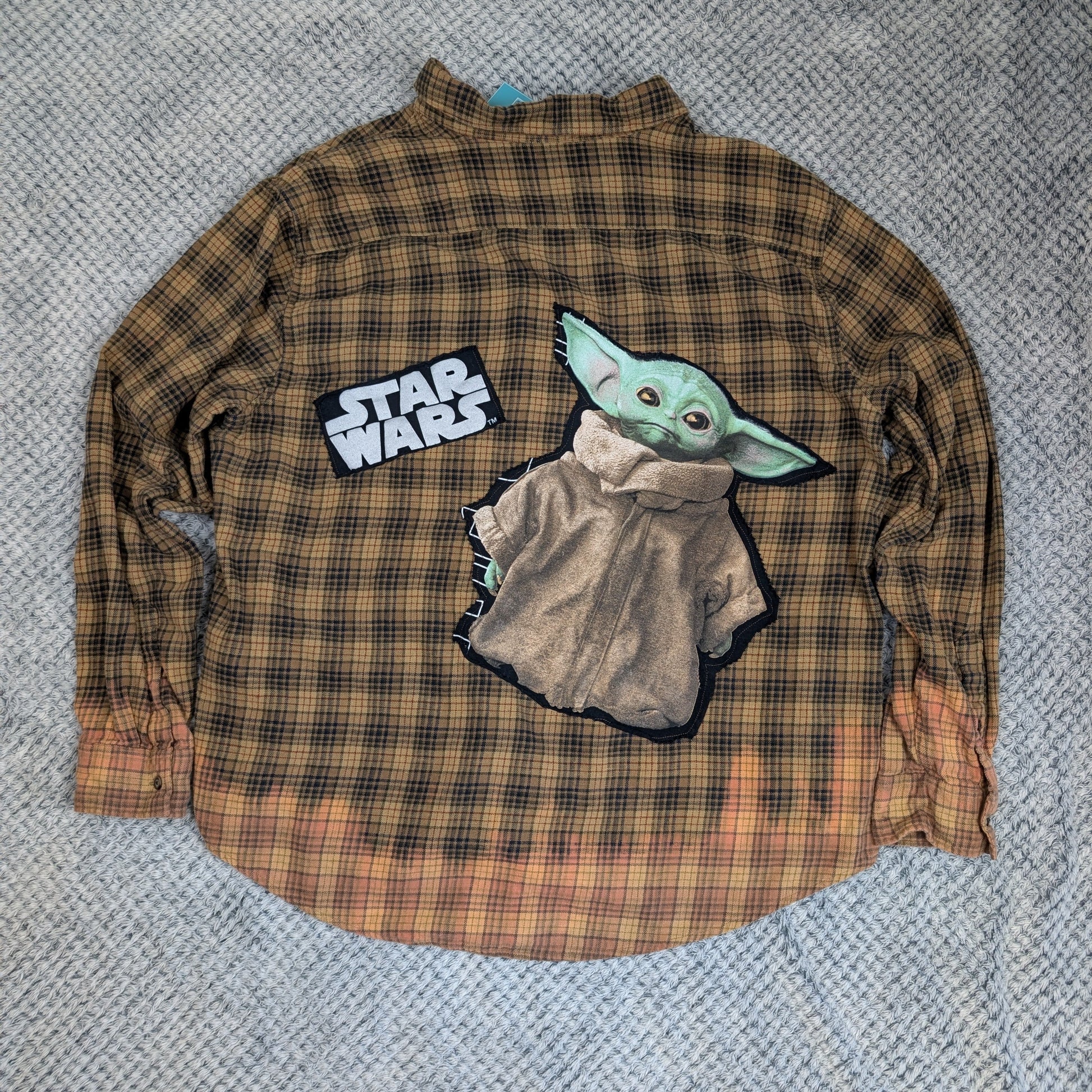 Playful Patch Flannel handmade upcycled flannel size 3X by Treasures Recreated