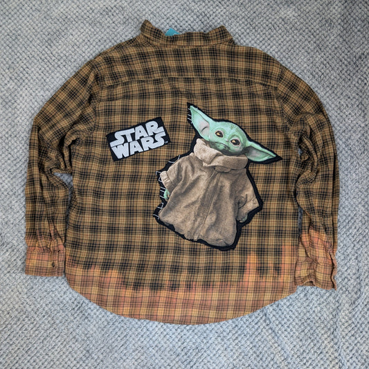 Playful Patch Flannel handmade upcycled flannel size 3X by Treasures Recreated