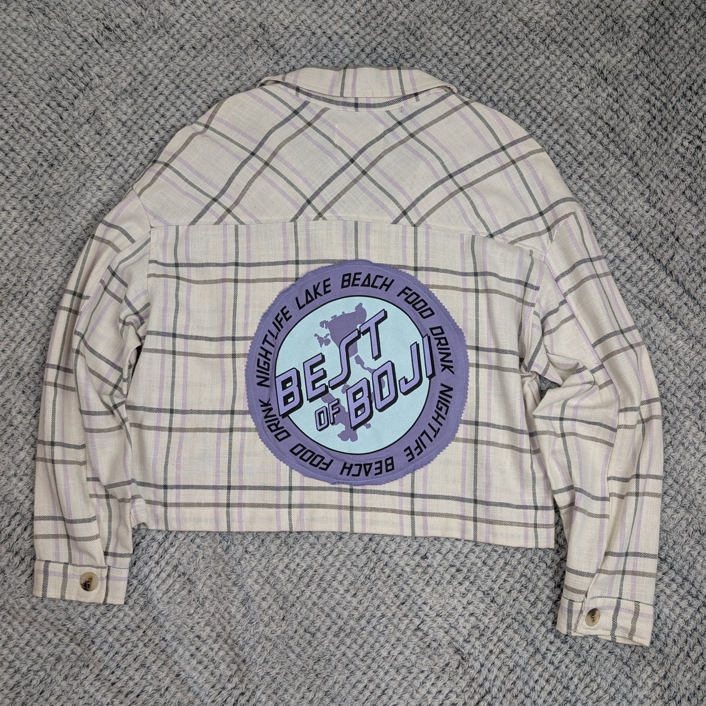 Street Market Patch Flannel handmade upcycled flannel size 4X by Treasures Recreated