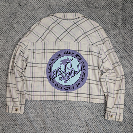 Street Market Patch Flannel handmade upcycled flannel size 4X by Treasures Recreated