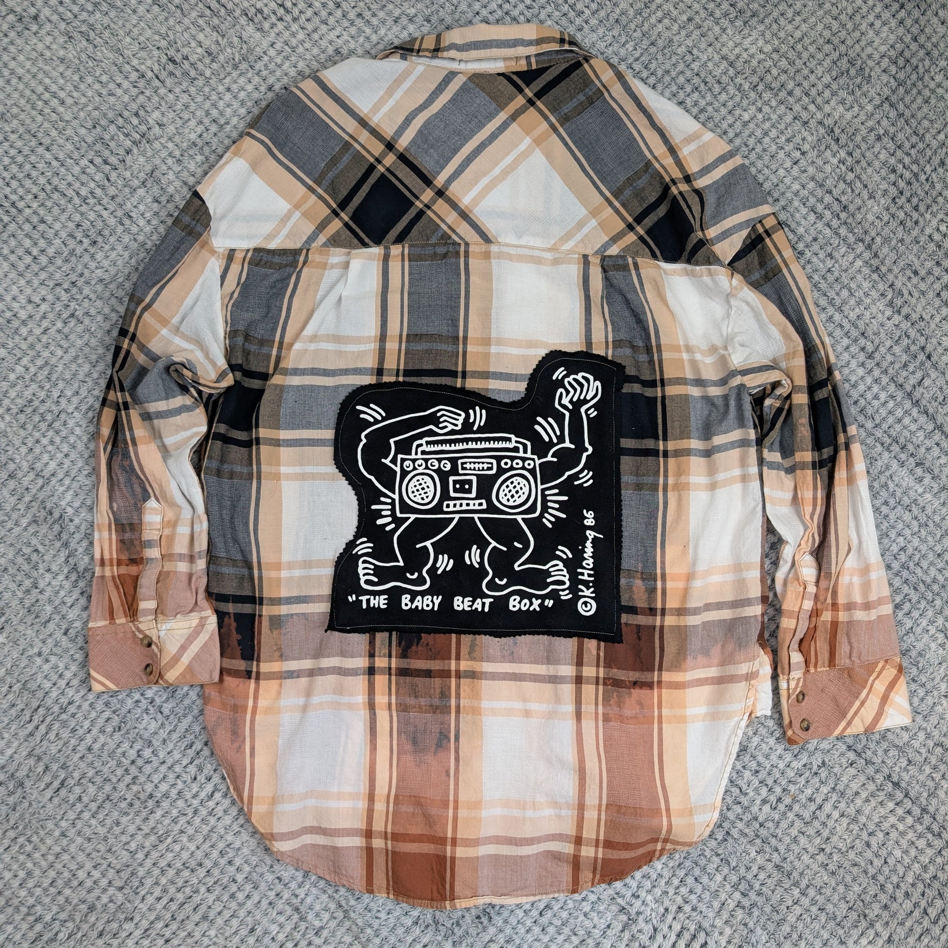 Vintage Graphic Remix Flannel handmade upcycled flannel size 3X by Treasures Recreated