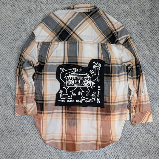 Vintage Graphic Remix Flannel handmade upcycled flannel size 3X by Treasures Recreated