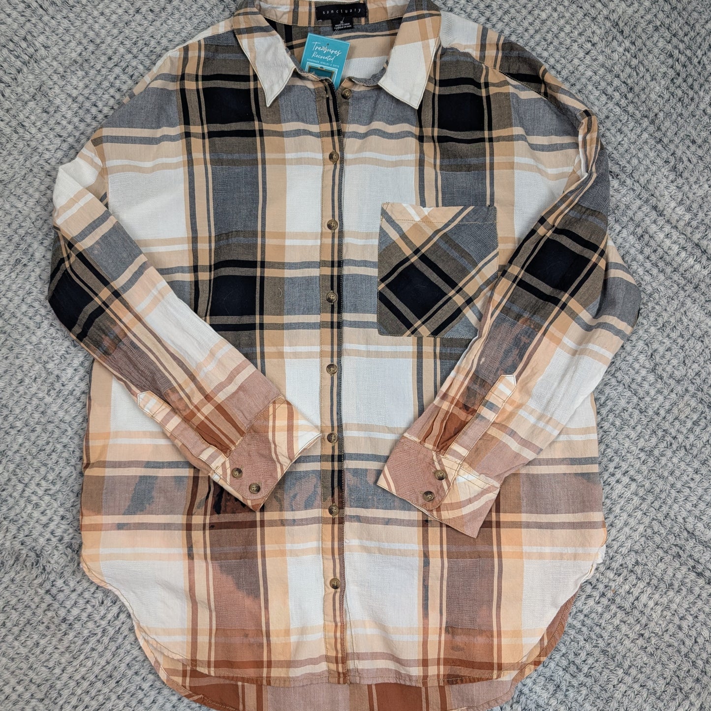 Vintage Graphic Remix Flannel handmade upcycled flannel size 3X by Treasures Recreated