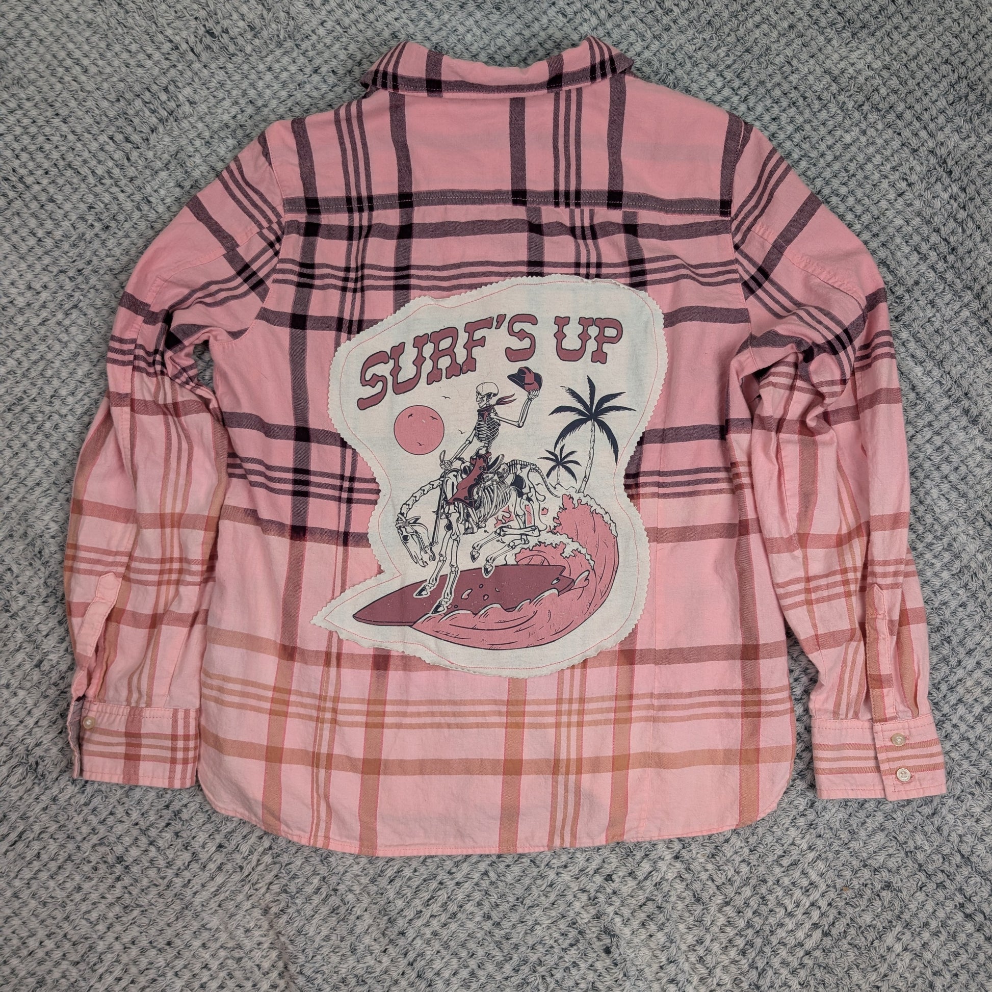 Dopamine Plaid Pop Flannel handmade upcycled flannel size XL by Treasures Recreated