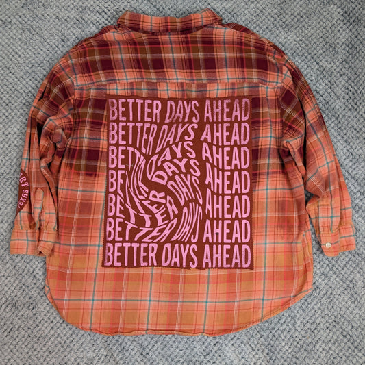 Checkerboard Daydream Flannel handmade upcycled flannel size L by Treasures Recreated