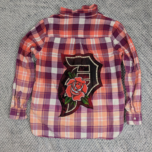 Rose Riot Reworked Flannel handmade upcycled flannel size M by Treasures Recreated